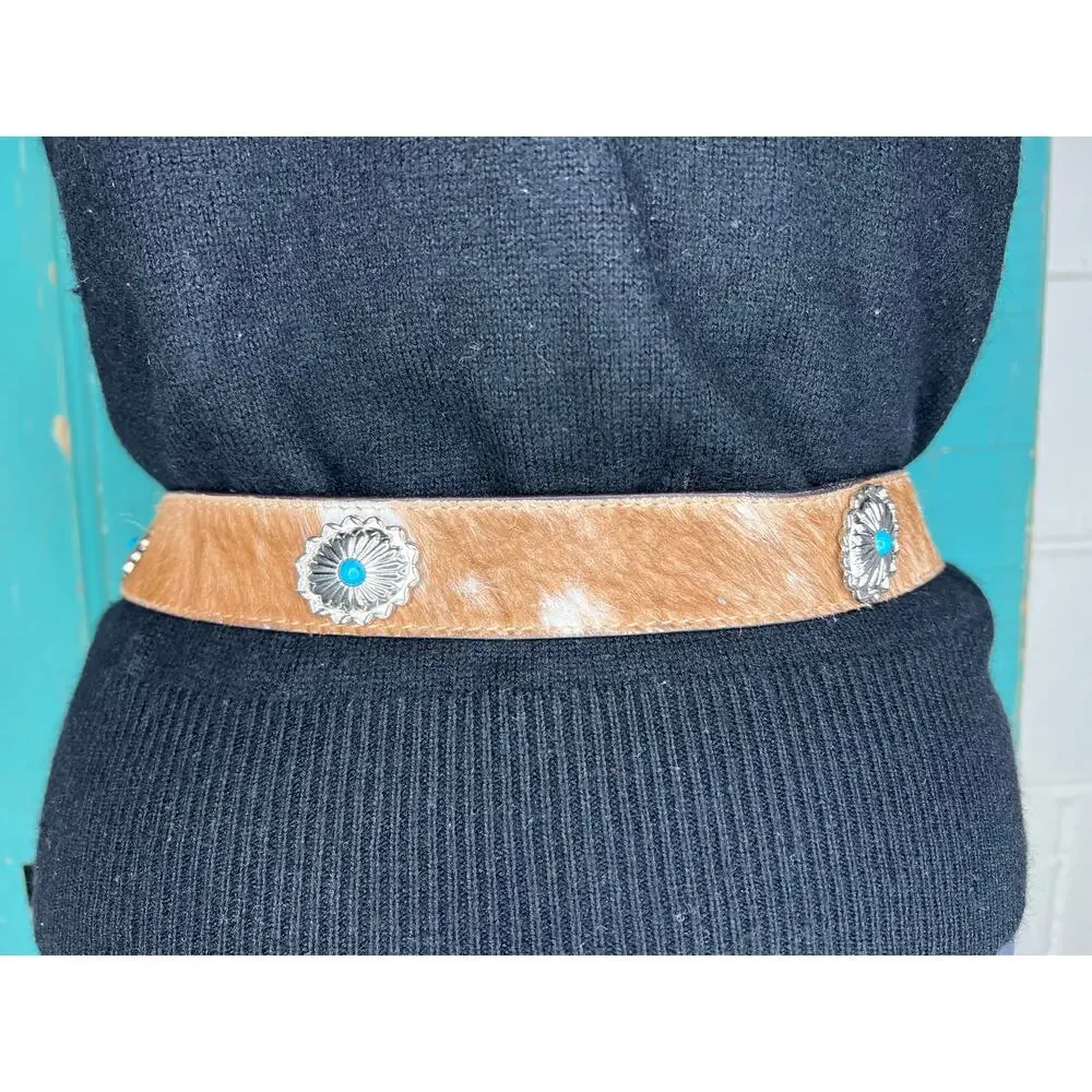 belt tooled leather silver tone buckle cowhide western